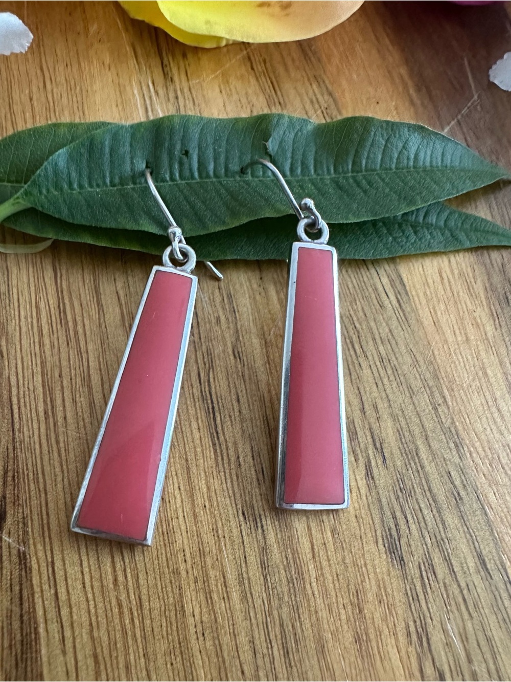 Sterling Silver 925 Drop Earrings with pink color stone